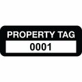 Lustre-Cal Property ID Label PROPERTY TAG Polyester Black 2in x 0.75in  Serialized 0001-0100, 100PK 253744Pe1K0001